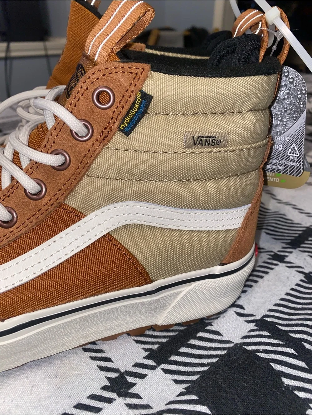 Vans Men’s Sk8-Hi High-Top Sneakers in Rust Brown and Beige